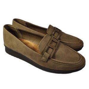 BARETRAPS Addison Truffle Brown Loafers 8 Women's Memory Foam Snakeskin Texture